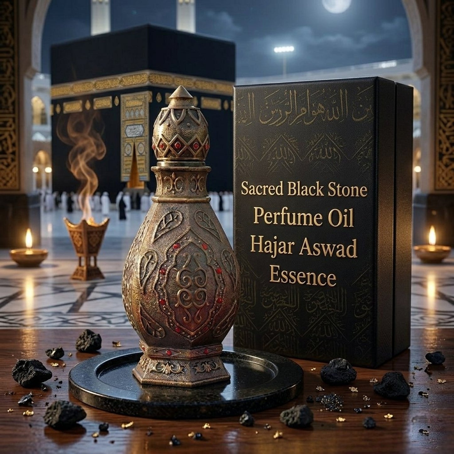 Bring the spiritual atmosphere of Makkah and the sacred aura of the Kaaba into your daily life. Our premium Hacerül Esved (Hajar al-Aswad) perfume oil captures the deep, enchanting, and traditional oriental fragrance inspired by the revered Holy Black Stone.&nbsp;